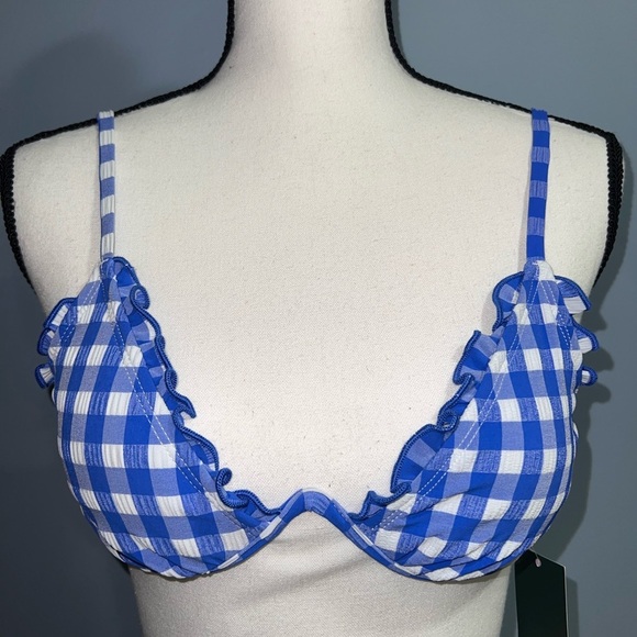 Wild fable- blue and white bikini swimsuit top - Picture 2 of 6
